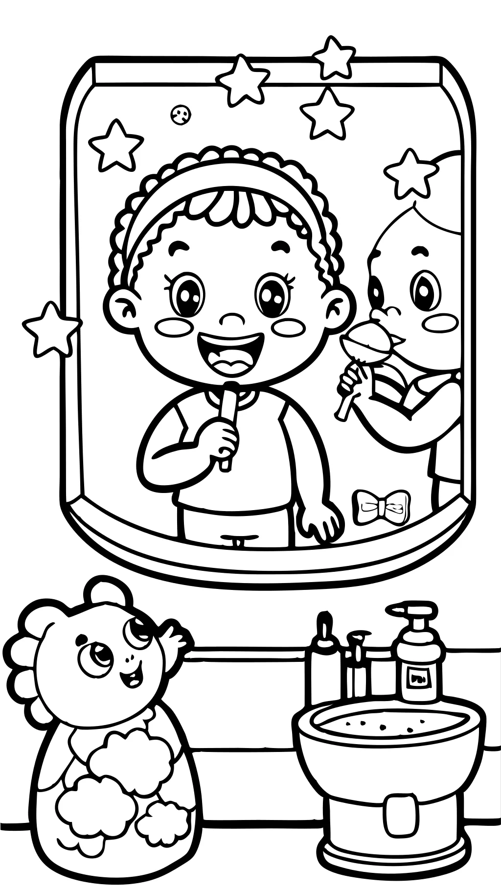 coloring page brushing teeth